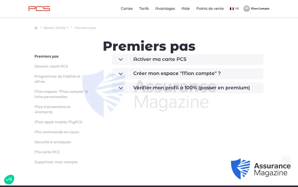 Capture : Activer ma carte PCS | MyPCS